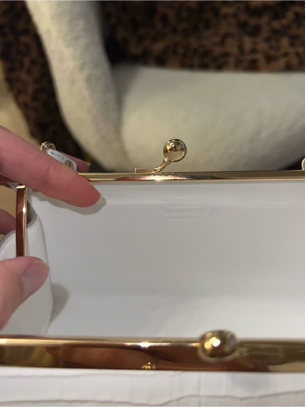 Vivienne Westwood White Croc Mini Handle Bag with Gold Hardware - Picture 4 of 4
